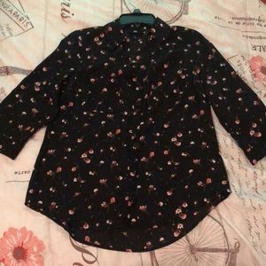 Medium (US) iZ Byer black floral sheer button up